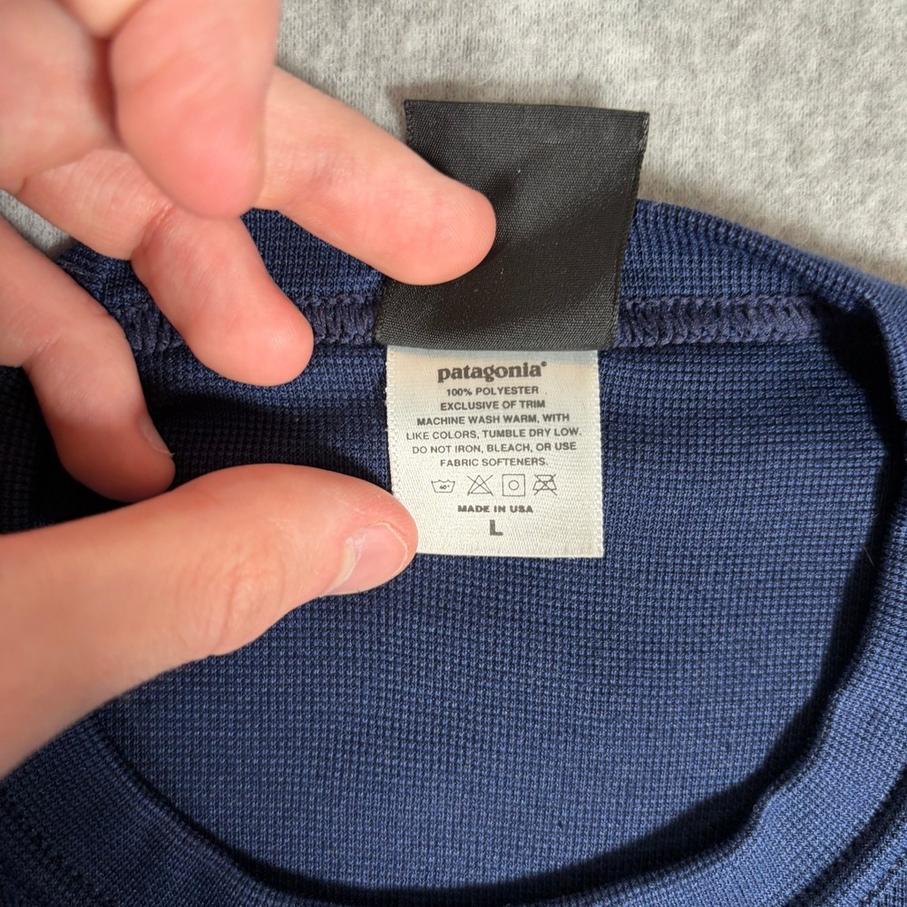 Patagonia Capilene Shirt Mens Large Blue Vintage 90s 1998 USA Made Long Sleeve - Picture 4 of 8